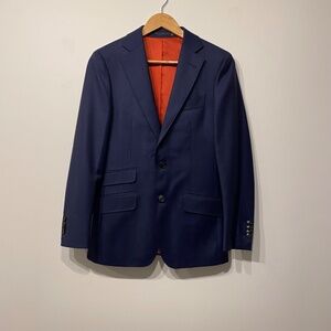 SuitSupply Sienna Ticket Pocket Red Lined Navy Blue Suit Jacket